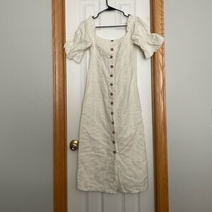 Free People Off White Off the Shoulder Button Front Dress 100% Cotton Size XS